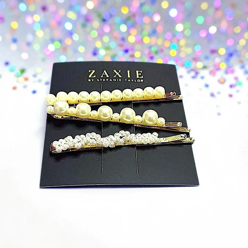ZAXIE by Stefanie Taylor Pearl Hair Clips Brand New With Tags